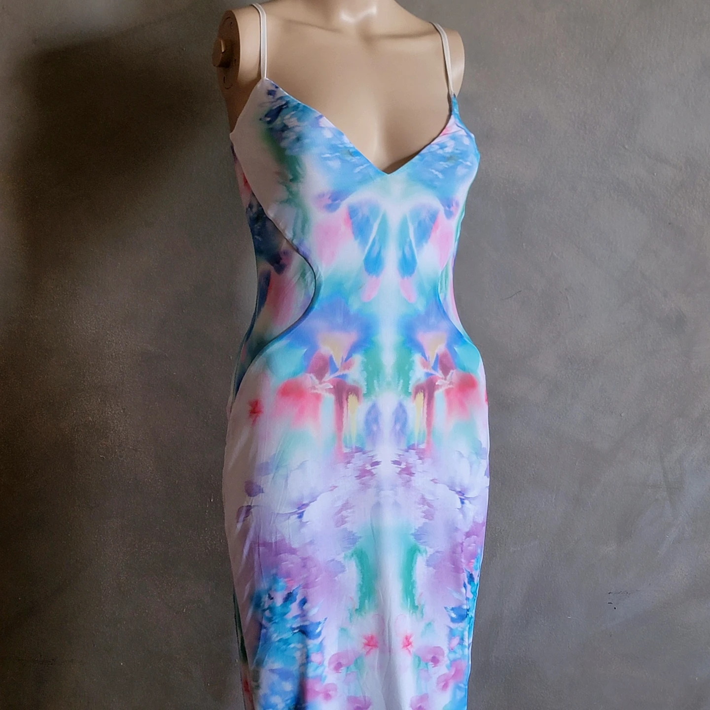 AFRM Alyson Mesh Panel Bodycon Maxi Dress NWOT