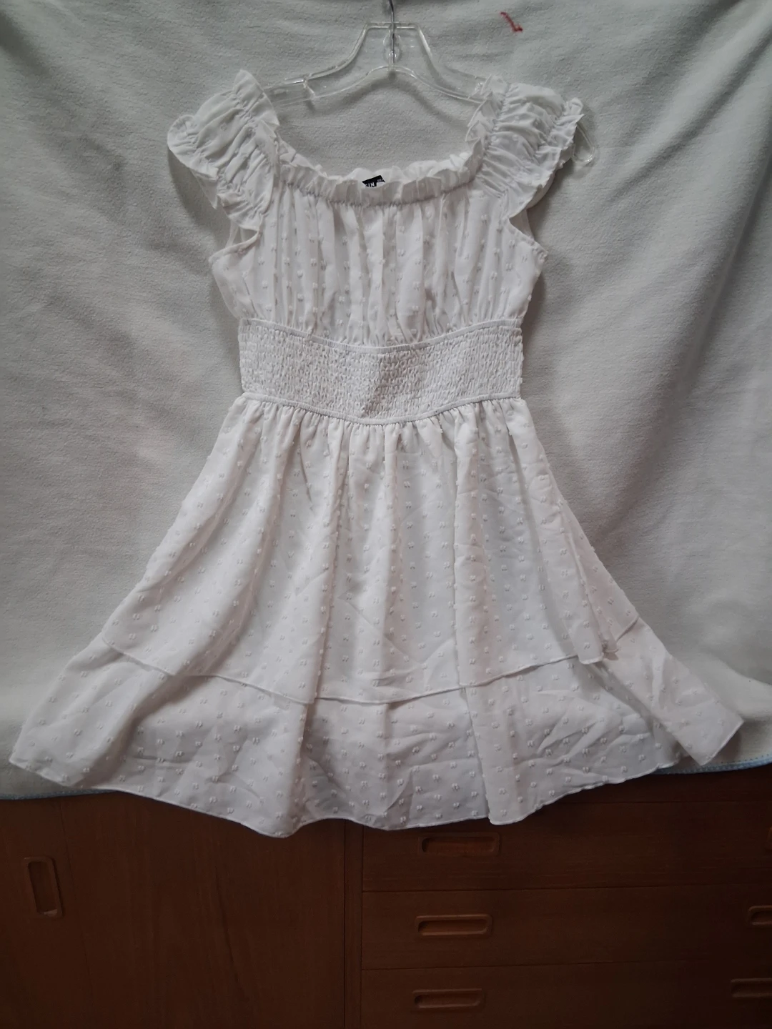 Shein White Ruffle Off-Shoulder Dress Size M