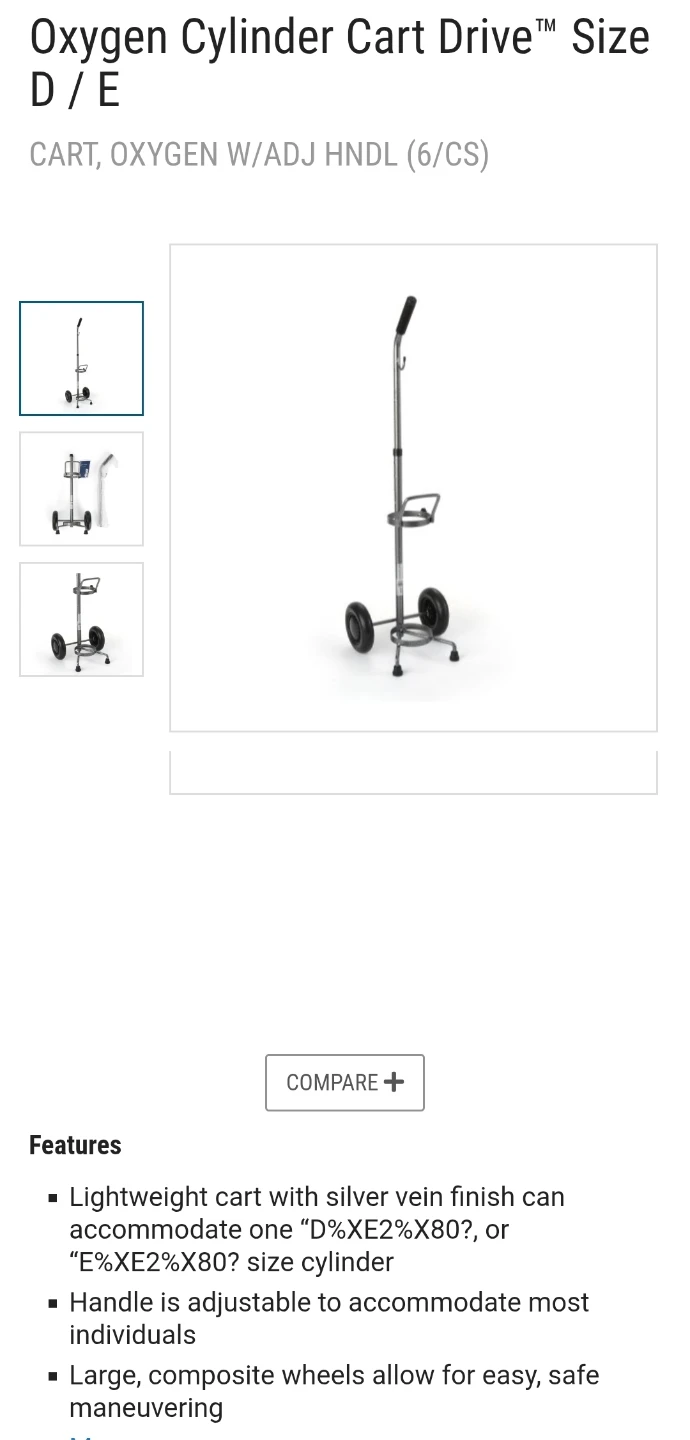 DRIVE MEDICAL STORE Rolling Two Wheel Oxygen Tank Cylinder Cart - photo 5