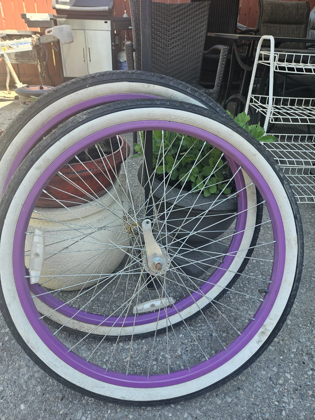 26" Bicycle Wheels with Purple Rims