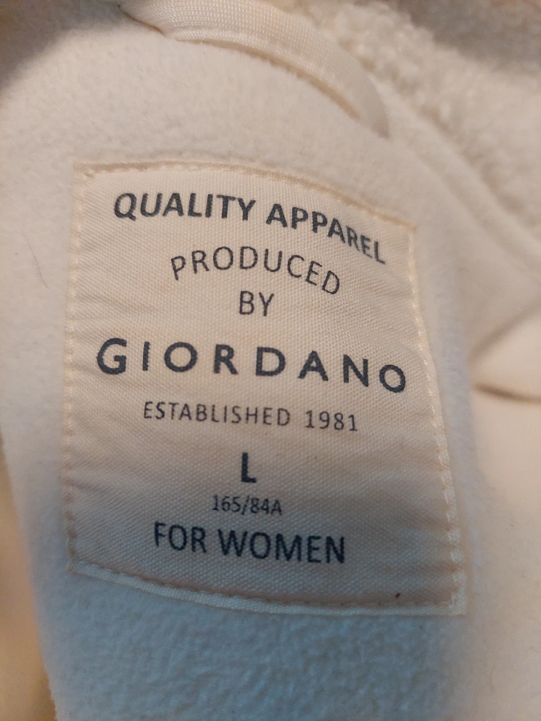 Giordano Women's Fleece Zip-Up Jacket - Cream - Size L - photo 3