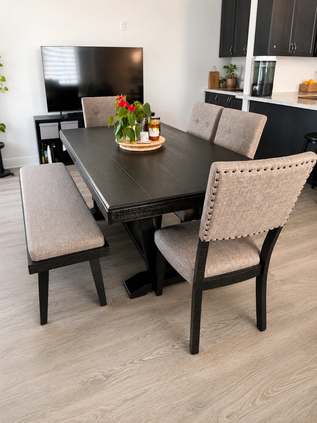 Dining Table Set with Chairs and Bench - photo 2