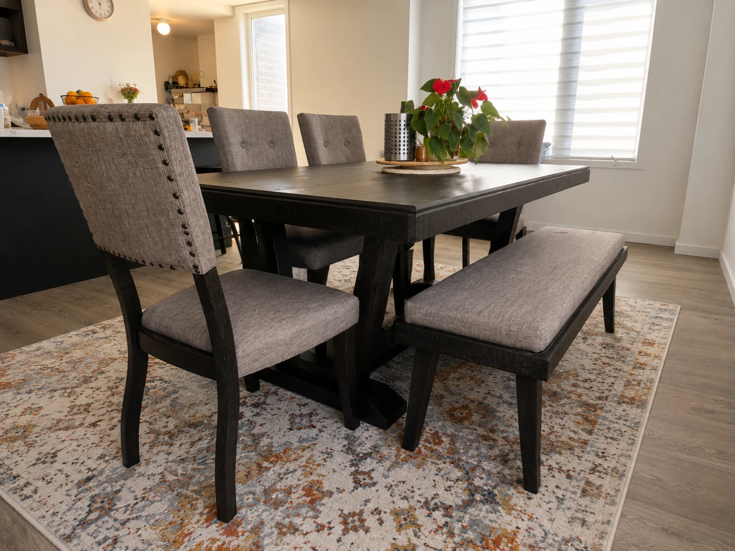 Dining Table Set with Chairs and Bench - photo 3