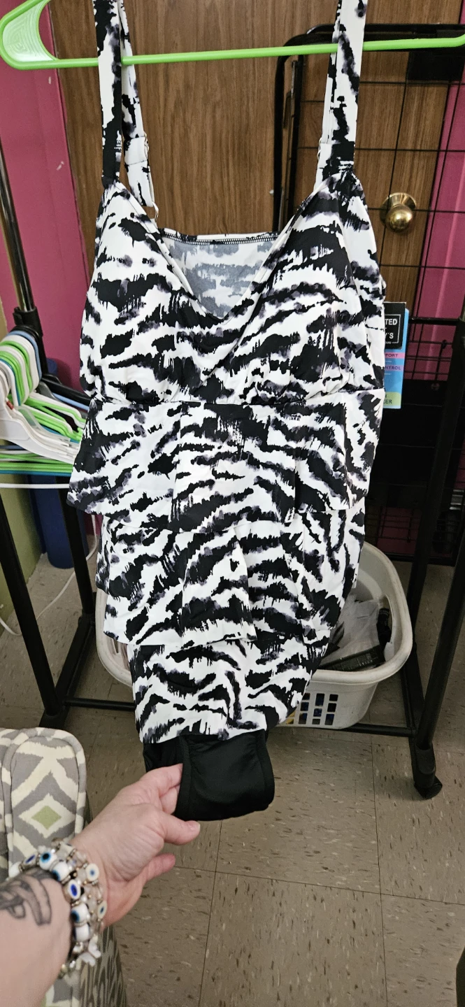Women's Black & White Zebra Print Swim Suit - Size 16W - photo 4