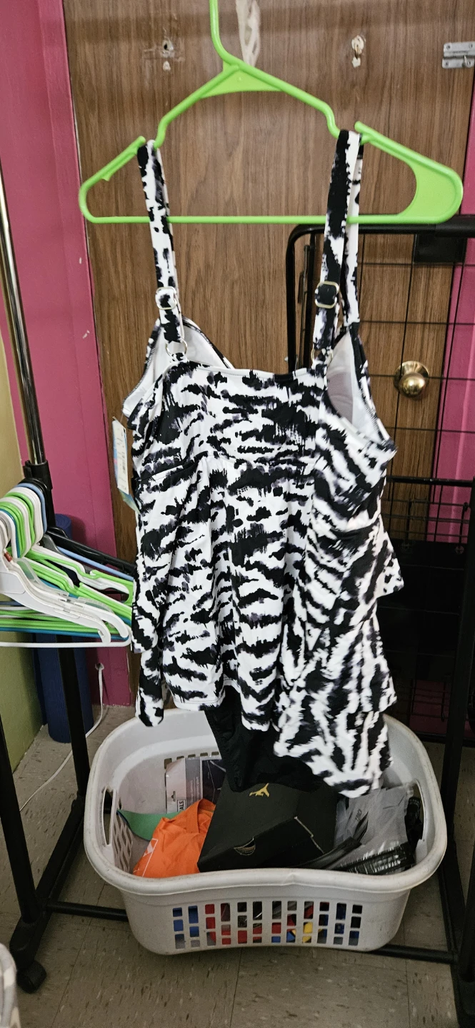 Women's Black & White Zebra Print Swim Suit - Size 16W - photo 5