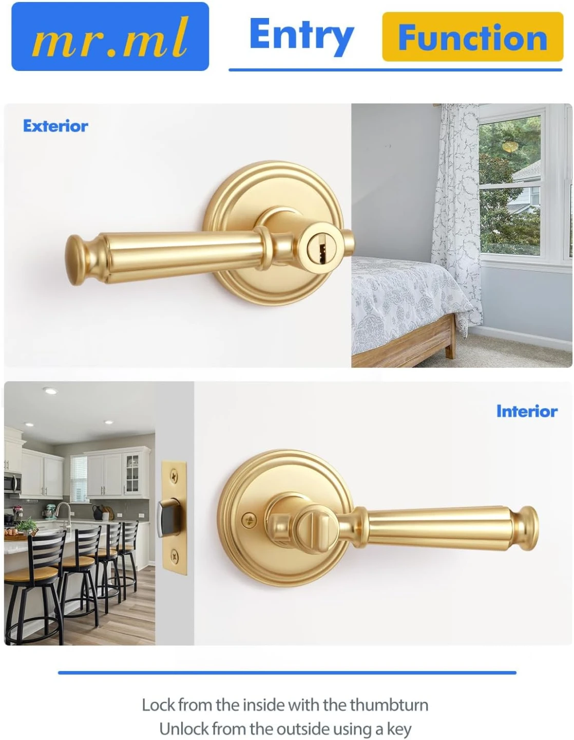 Brass Entry Door Lever Lockset - photo 5