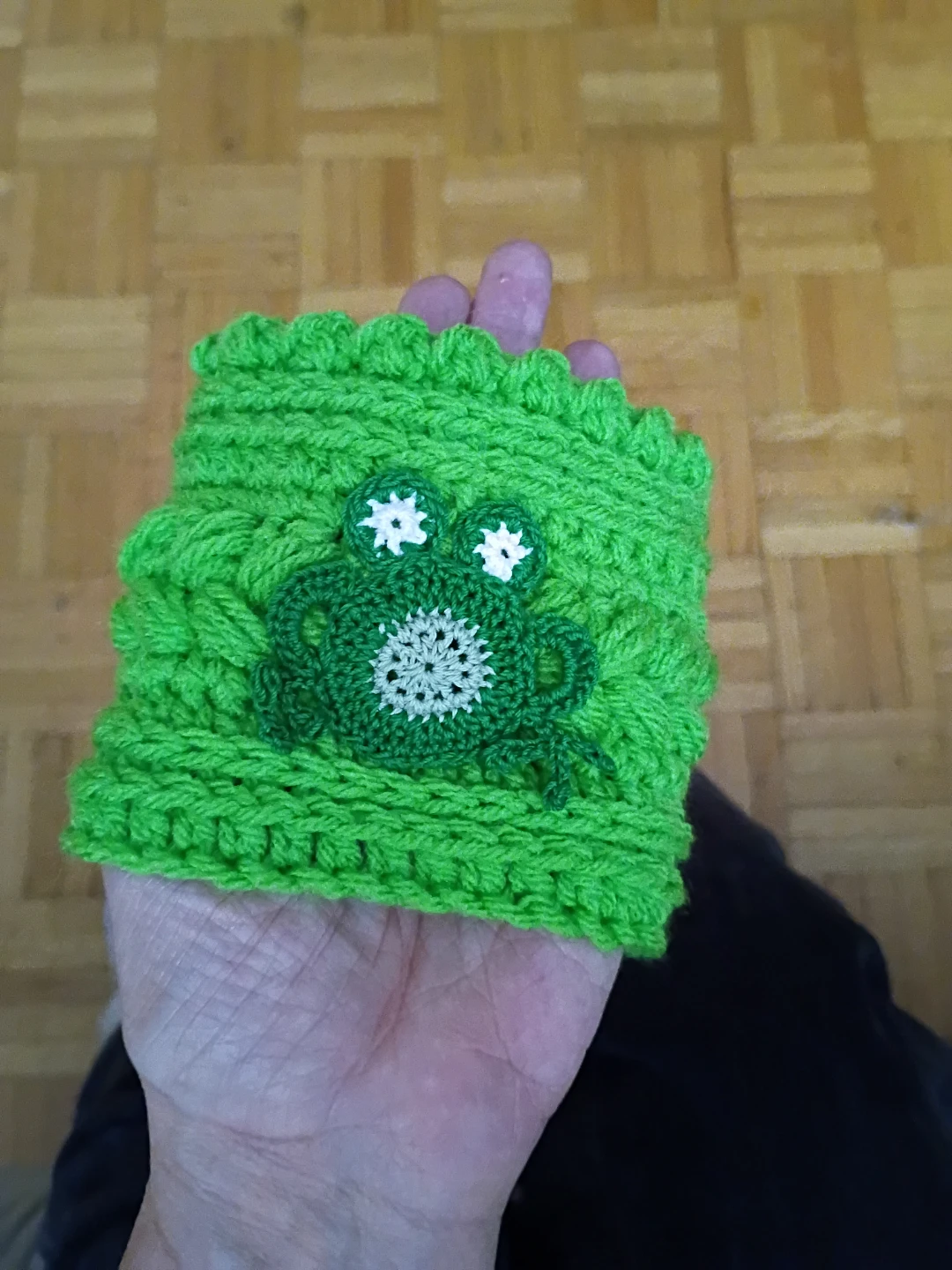 Handmade Crochet Frog Coffee Cozy - photo 2