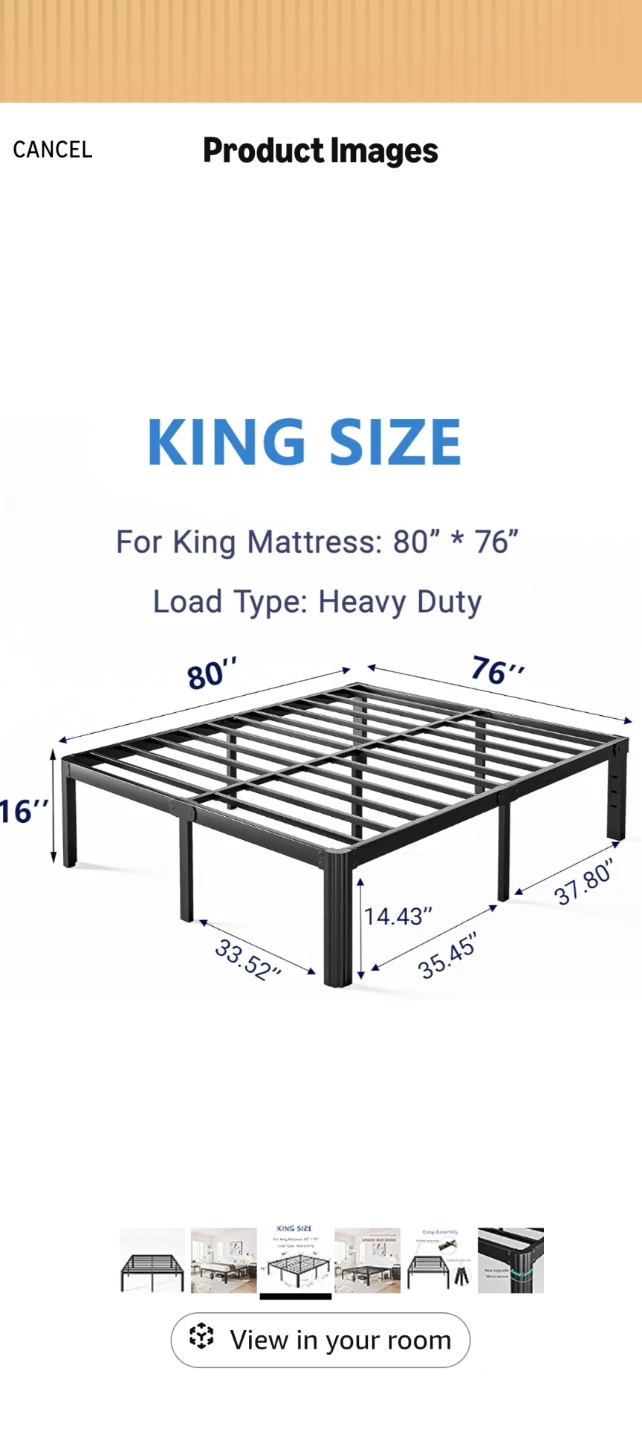 King Size Heavy Duty Metal Bed Frame - photo 2