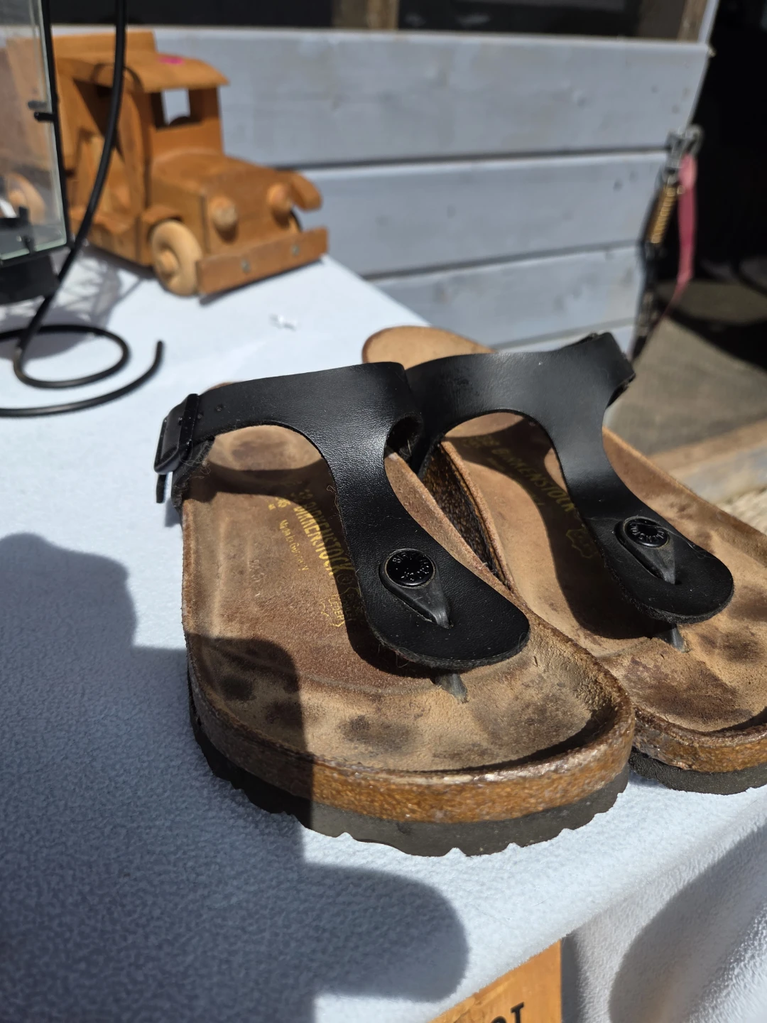 Birkenstock Gizeh Black Leather Thong Sandals
