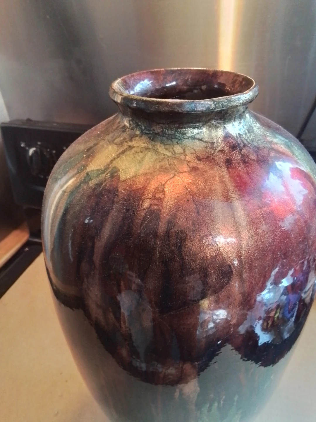 Large Handcrafted Raku Studio Pottery Vase - photo 3