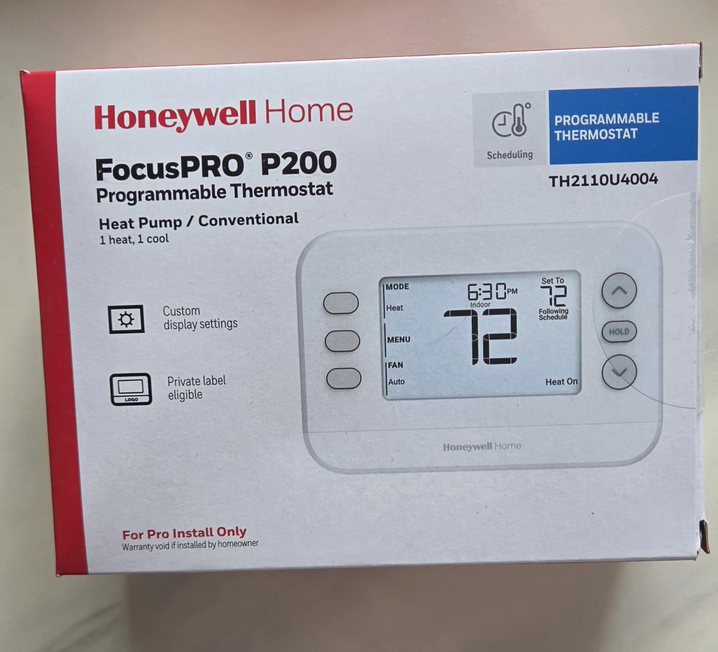 Honeywell Home FocusPRO P200 Programmable Thermostat TH2110U4004