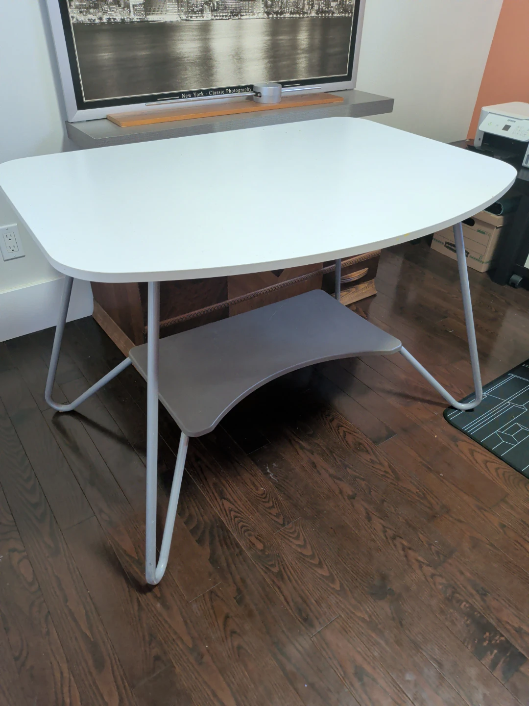 White Lap Desk with Grey Shelf