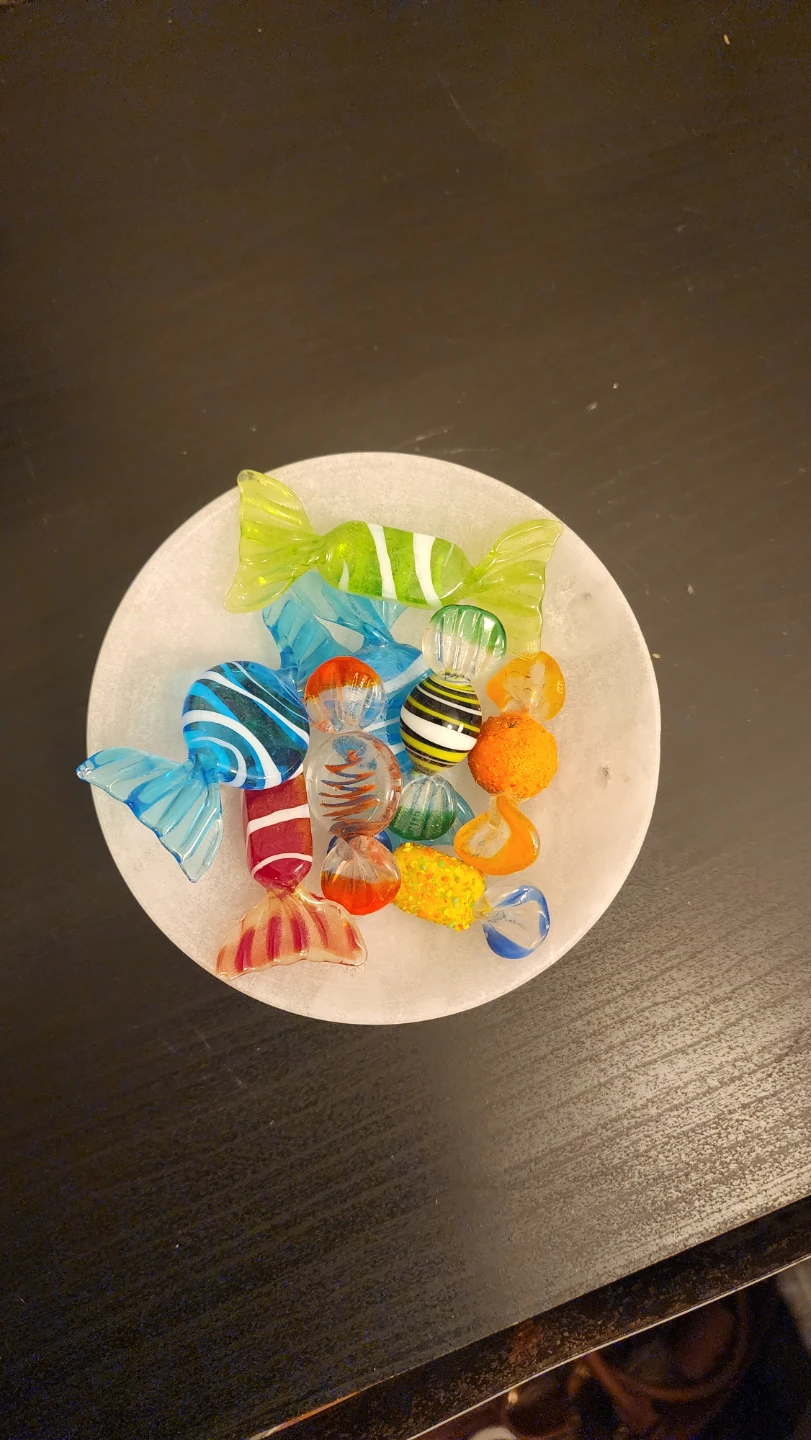 Glass Candy Dish with Decorative Glass Candies - photo 2