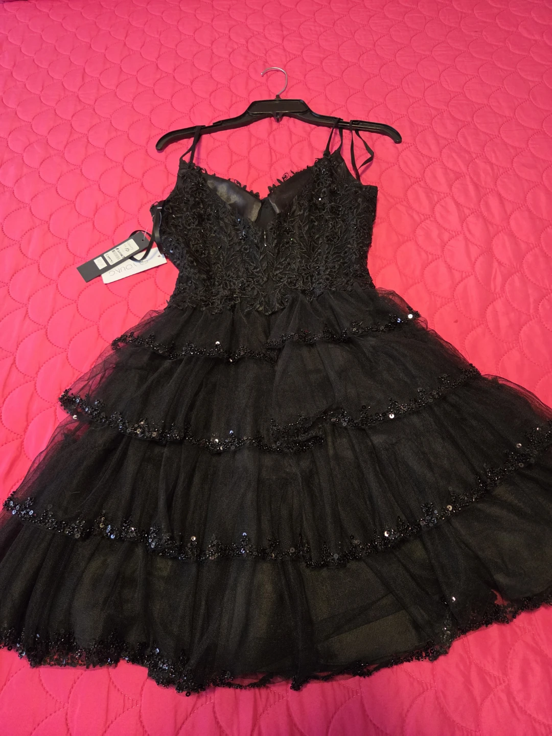 Cavery Black Tulle Sequin Dress XS - photo 3