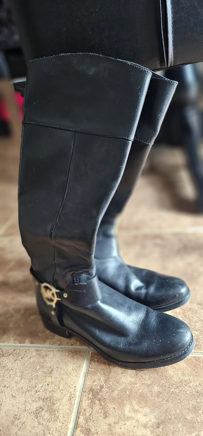 Michael Kors Black Leather Riding Boots Size 8