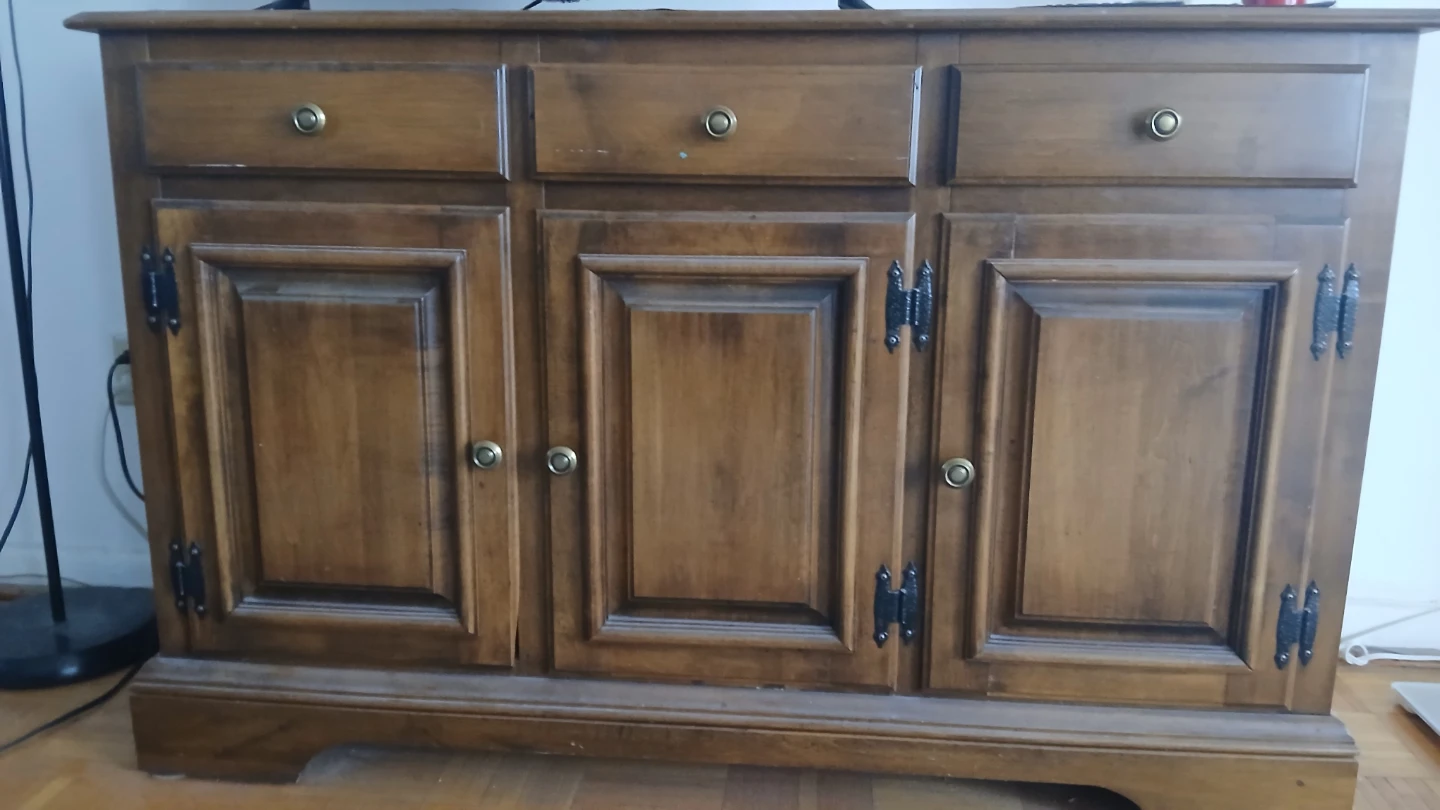 Solid Wood Cabinet with 3 Drawers and 3 Doors