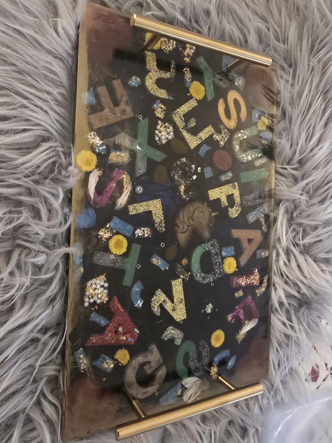 Resin Tray with Letters and Embellishments