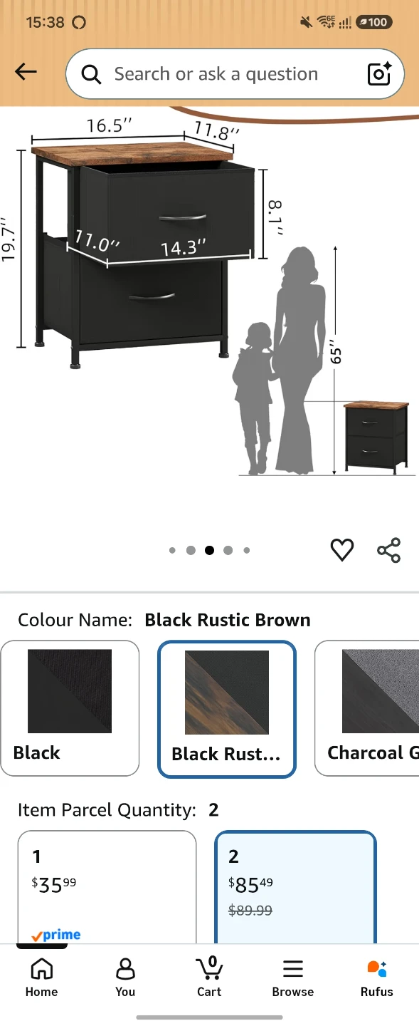 2x Nightstand with Fabric Drawers - photo 4