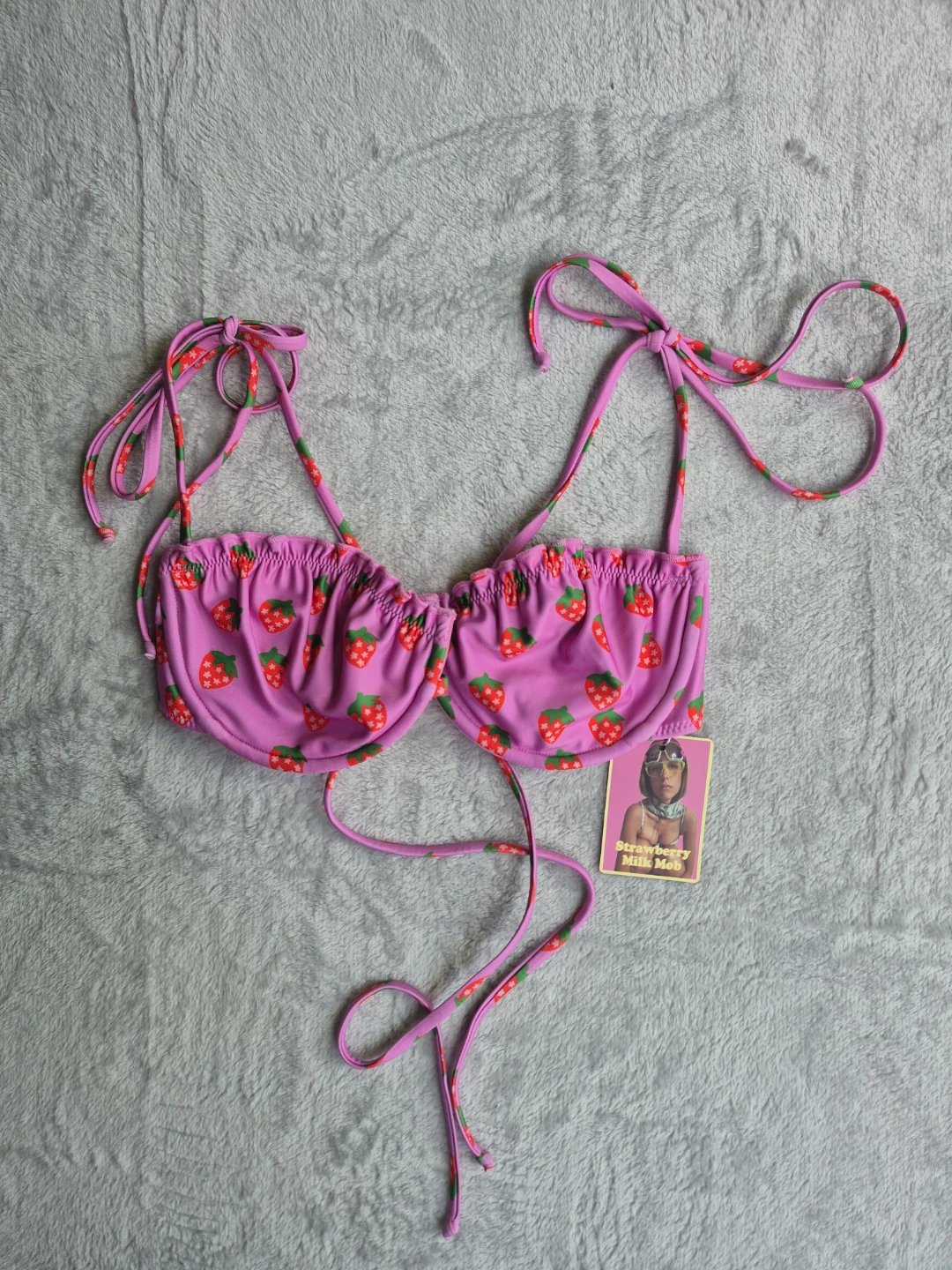 Strawberry Milk Mob Pink Bikini Top