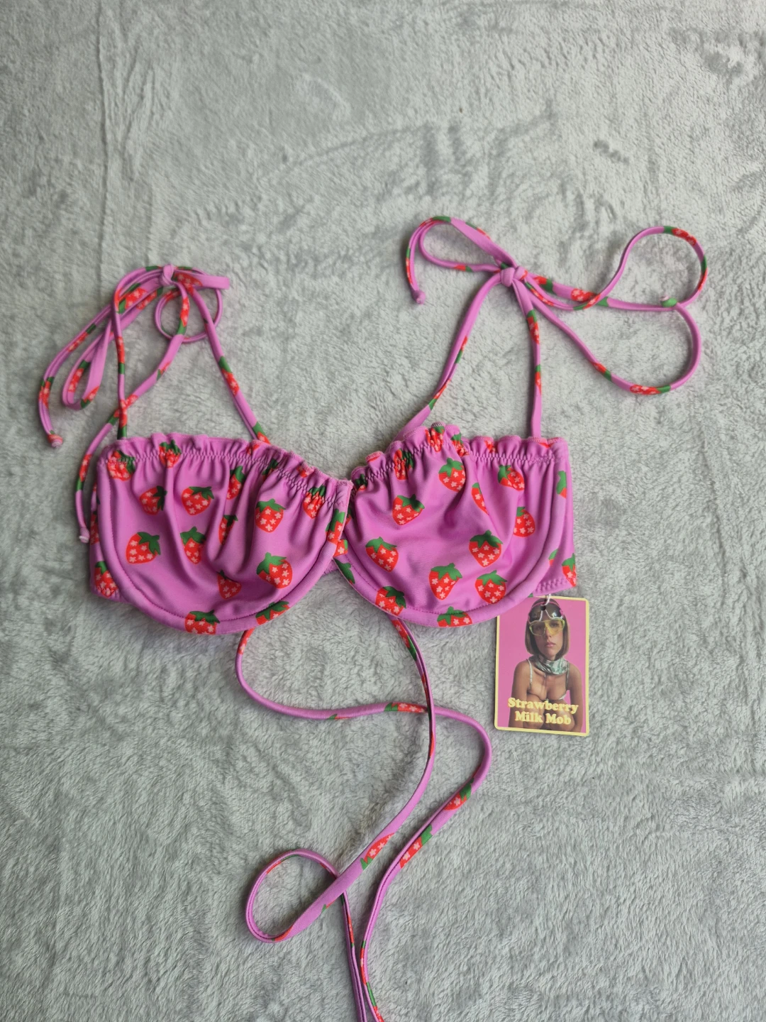 Strawberry Milk Mob Pink Bikini Top - photo 3
