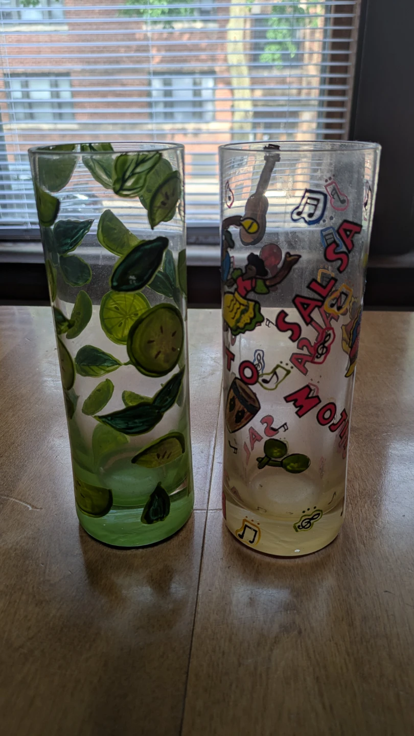 2 Lolita hand painted mojito glasses
