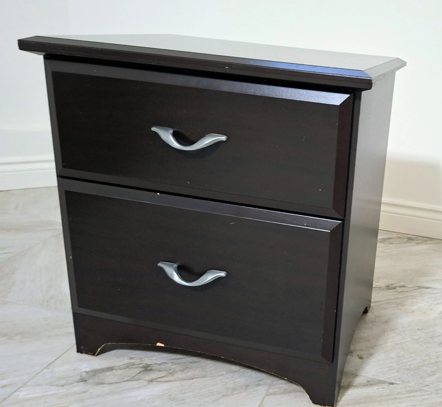 Dark Brown 2-Drawer Nightstand - photo 2