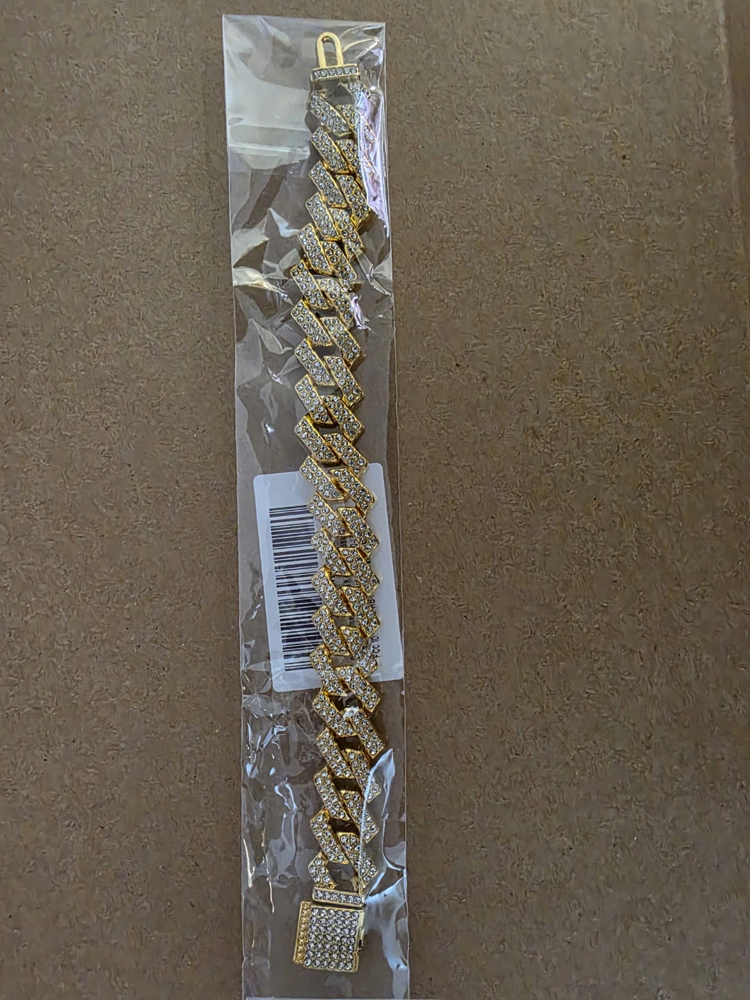 Gold-tone Chain Link Bracelet with Rhinestones