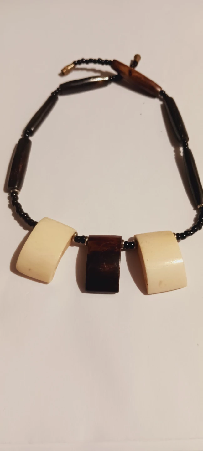 African Beaded Necklace with  Bone Pendant - photo 4