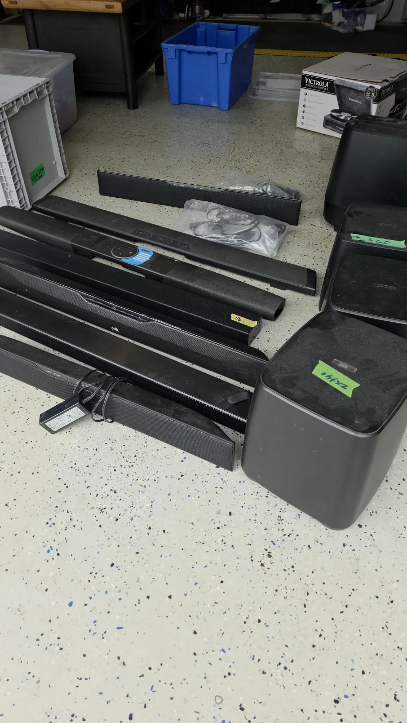 Lot of Polk Audio Soundbars and Subwoofers