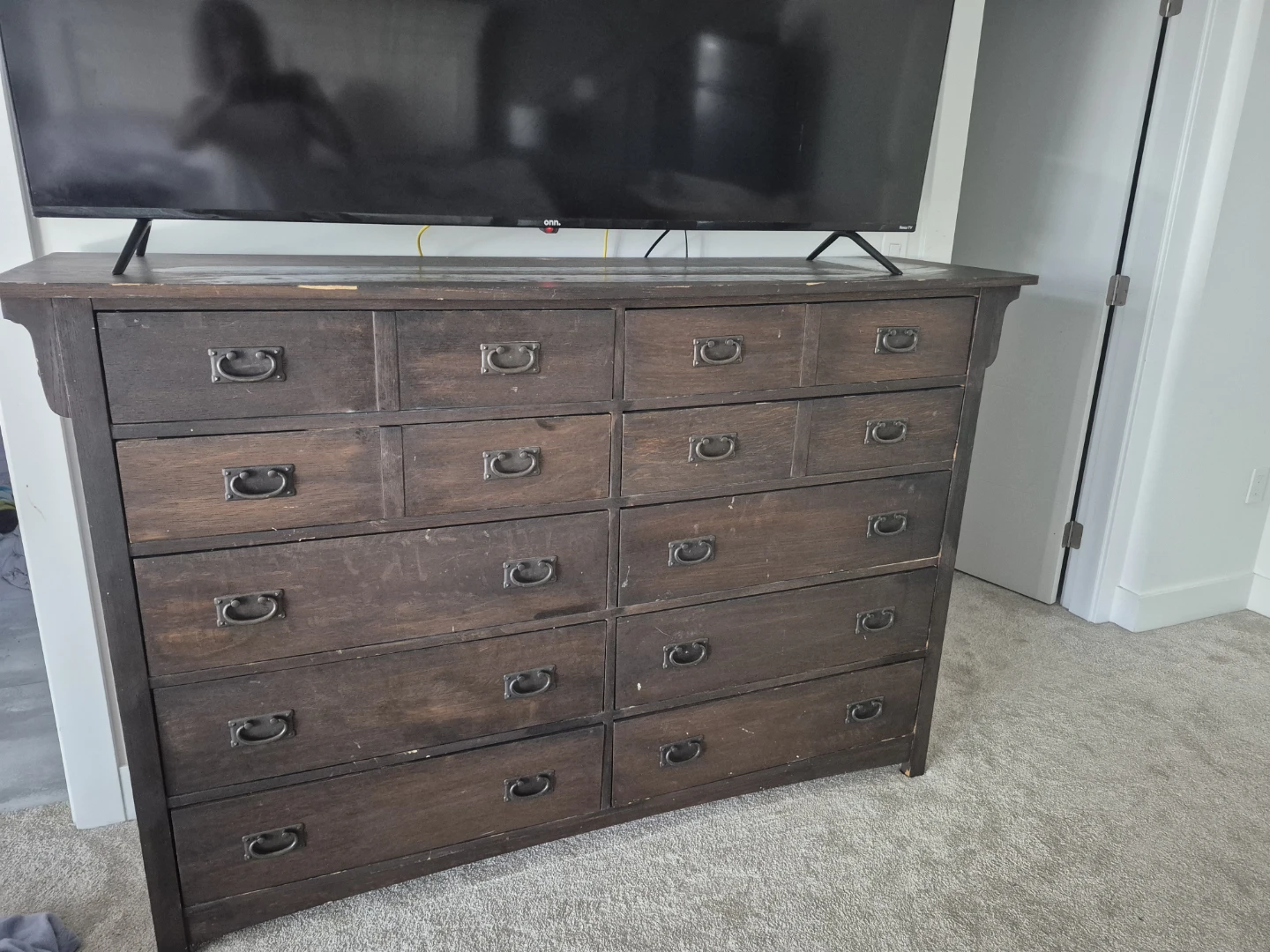 Dark Wood Dresser with 10 Drawers