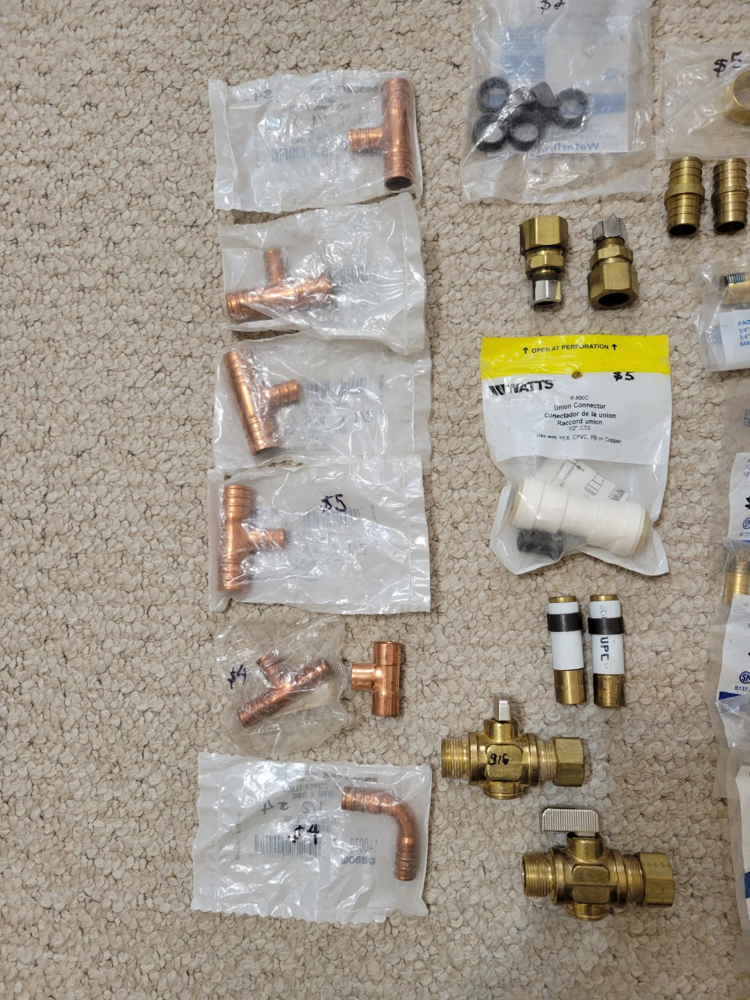 Assorted Plumbing Fittings and Valves
