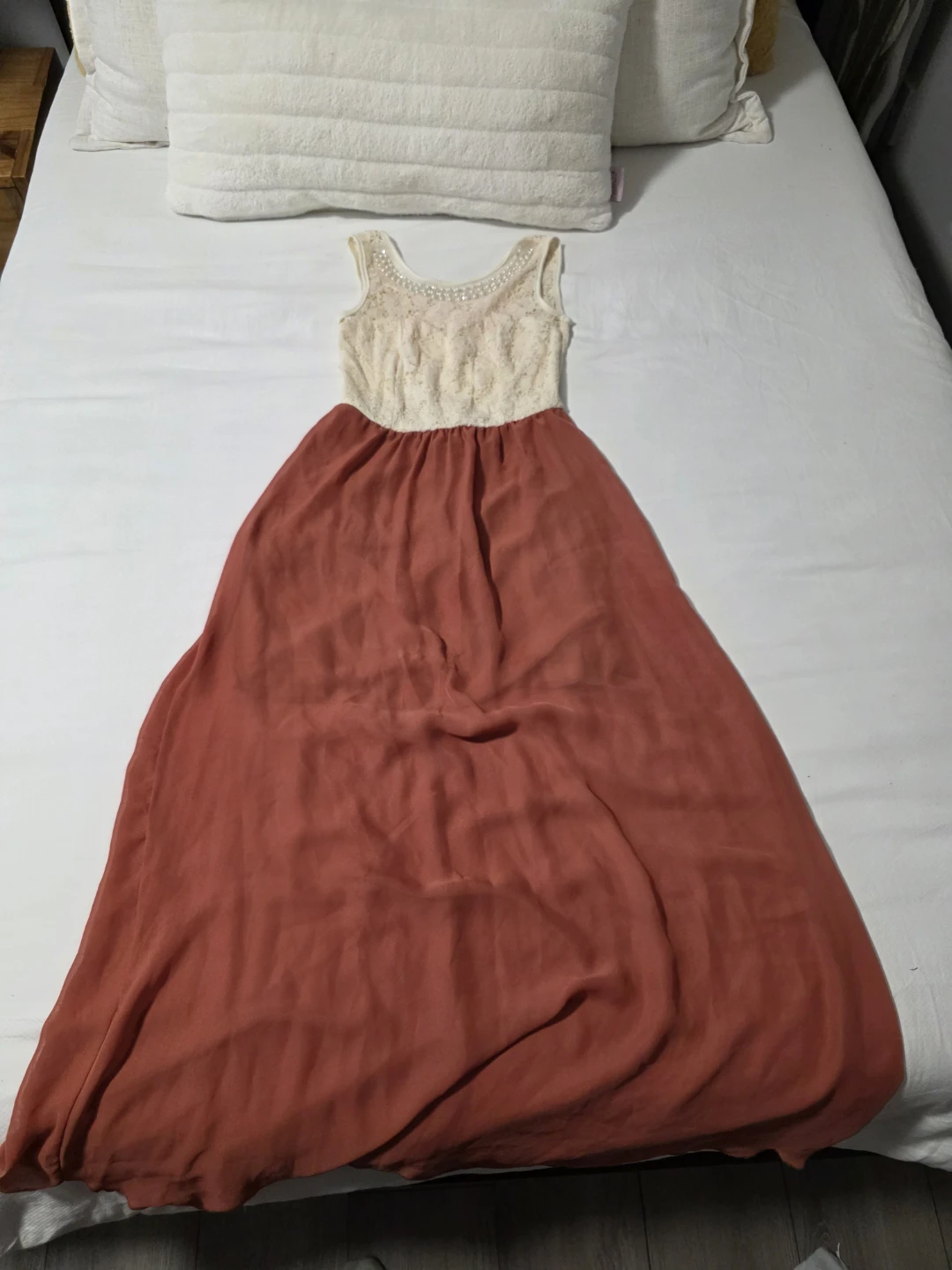 Women's Lace Maxi Dress - Rust Orange & Cream - photo 2