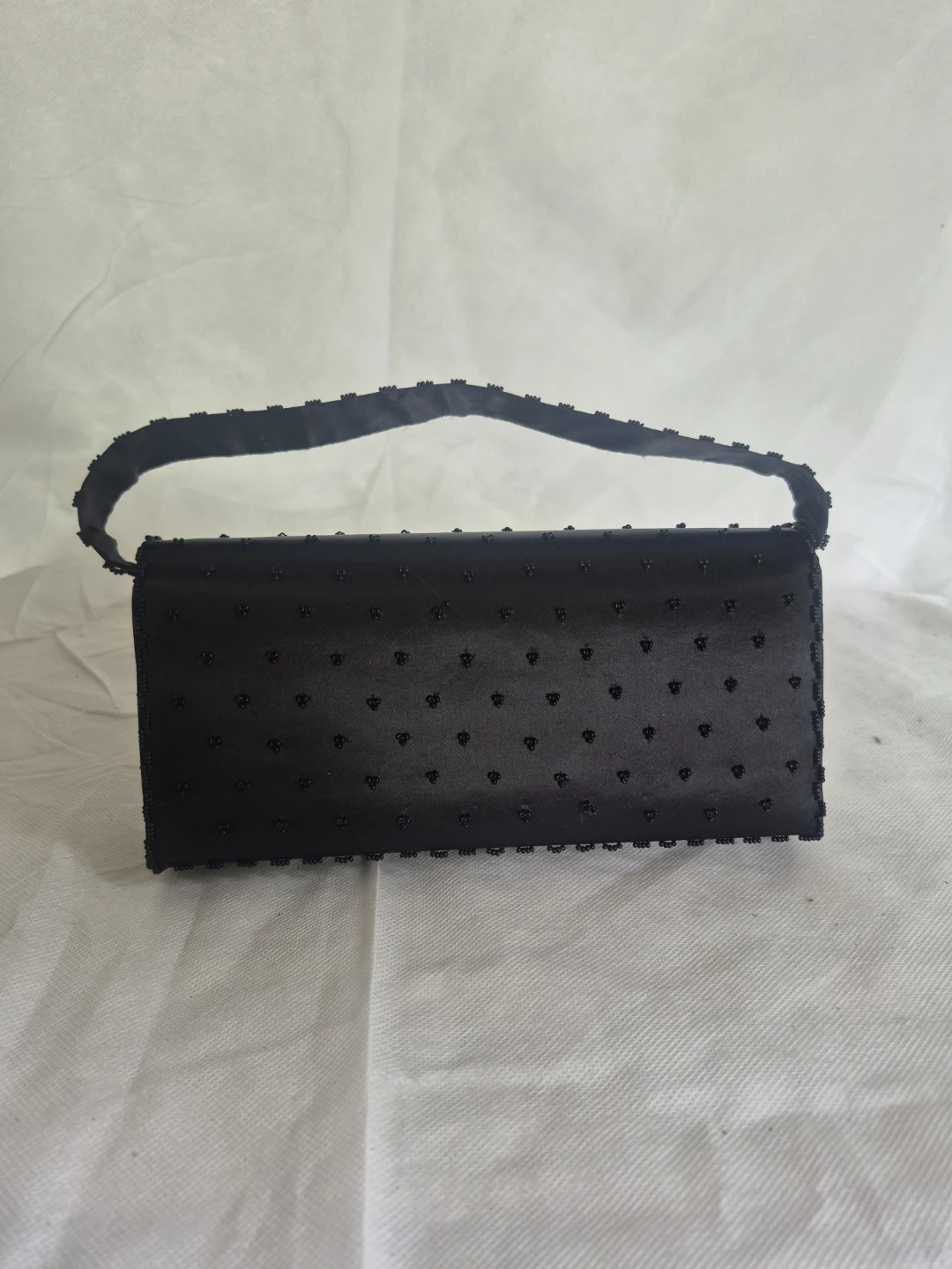 Black beaded clutch purse with floral design - photo 5