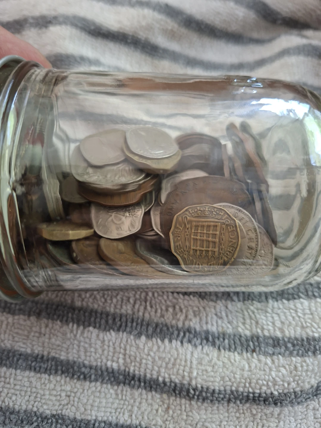 Vintage UK Coins (1930s-1960s) in Bernardin Jar