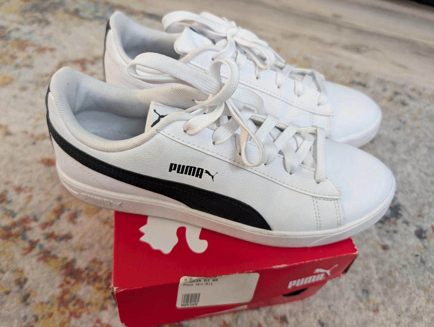 Puma Smashace Sneakers White & Black - Women's Size 8