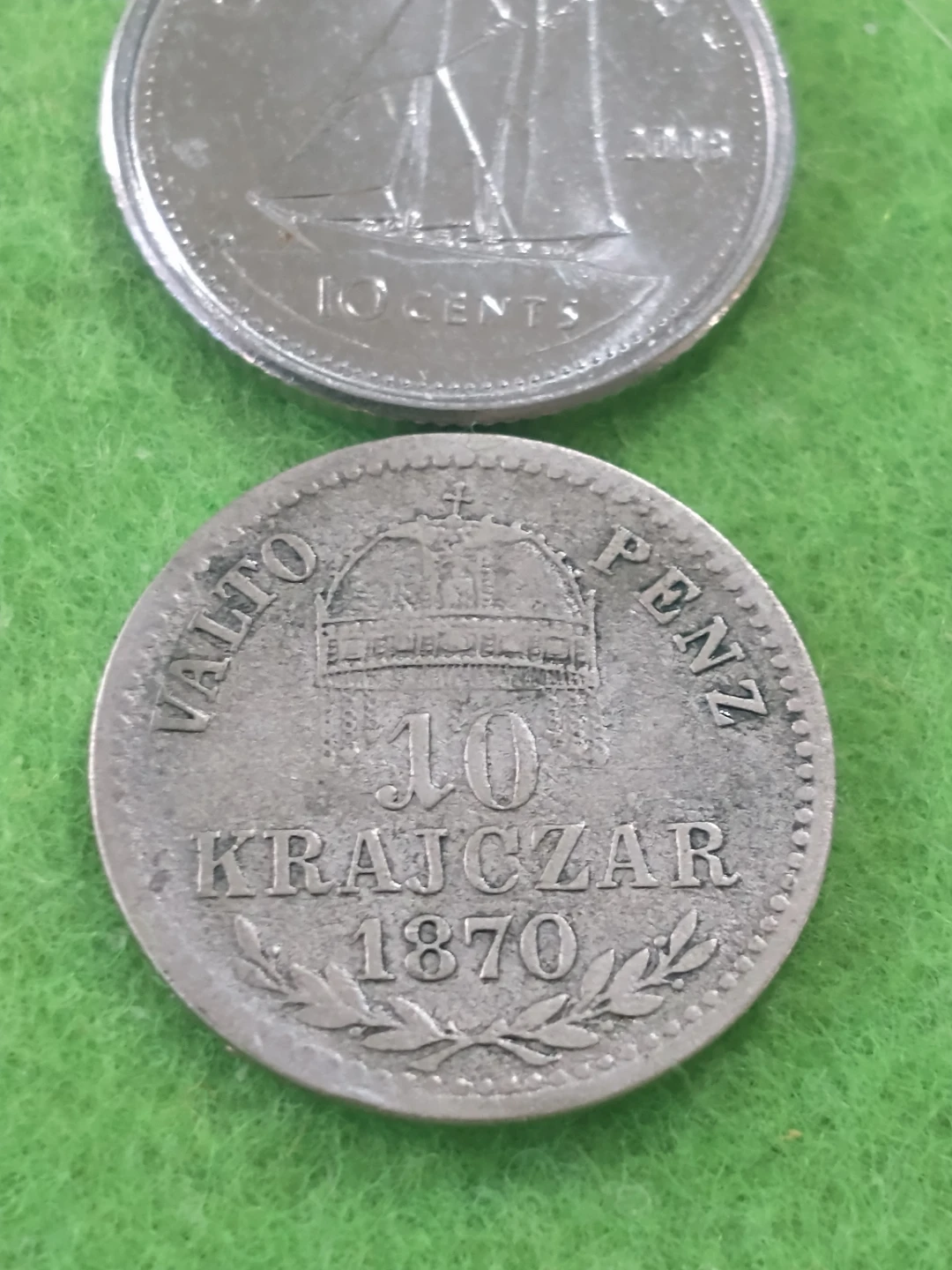 Lovely 1870 Hungary 10 krajczar .400 silver KM #451 - photo 2