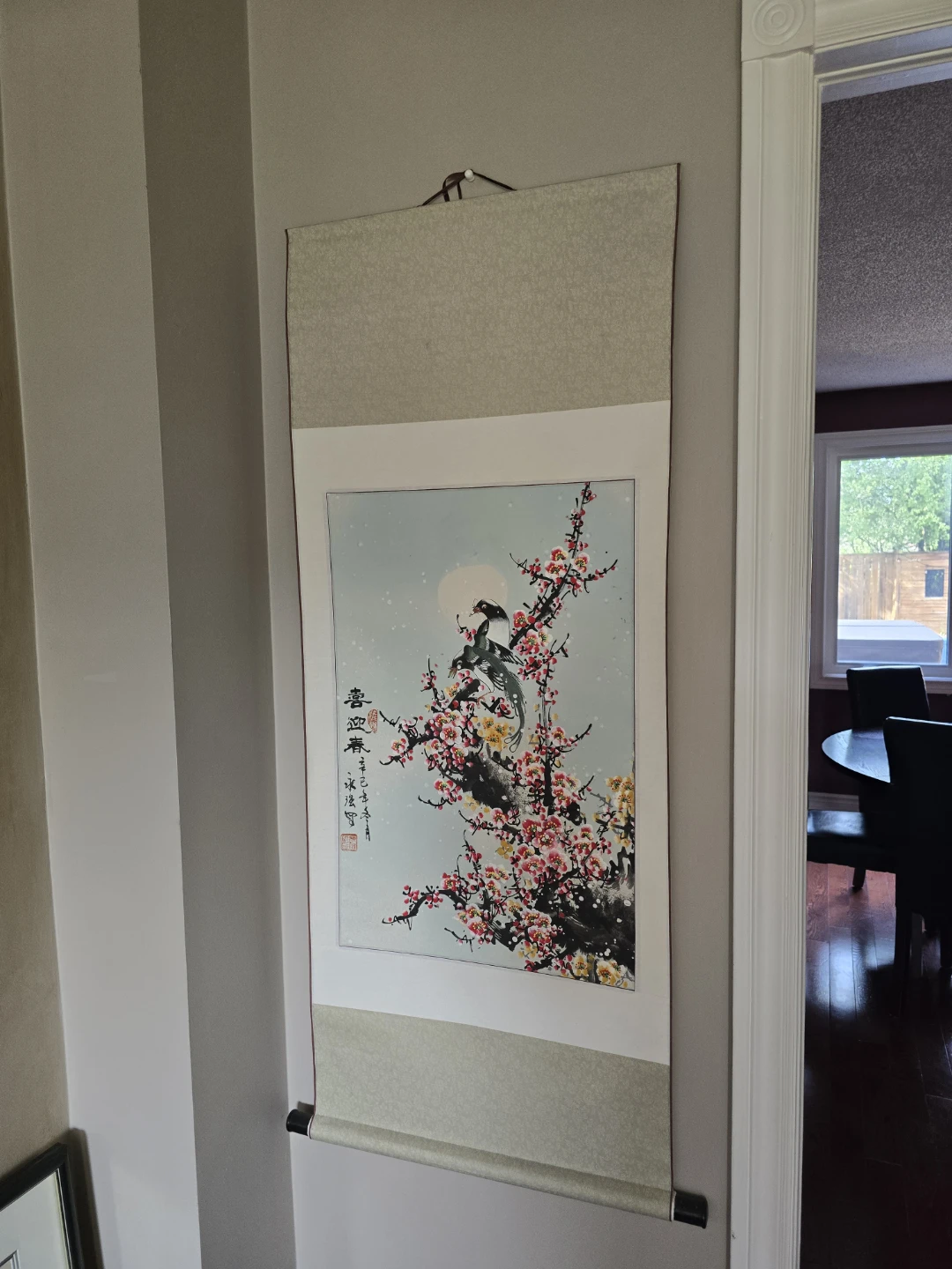 Japanese Scroll Painting with Birds and Blossoms - photo 3