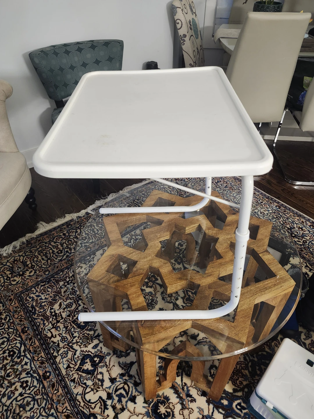 2 Adjustable White TV Tray Table