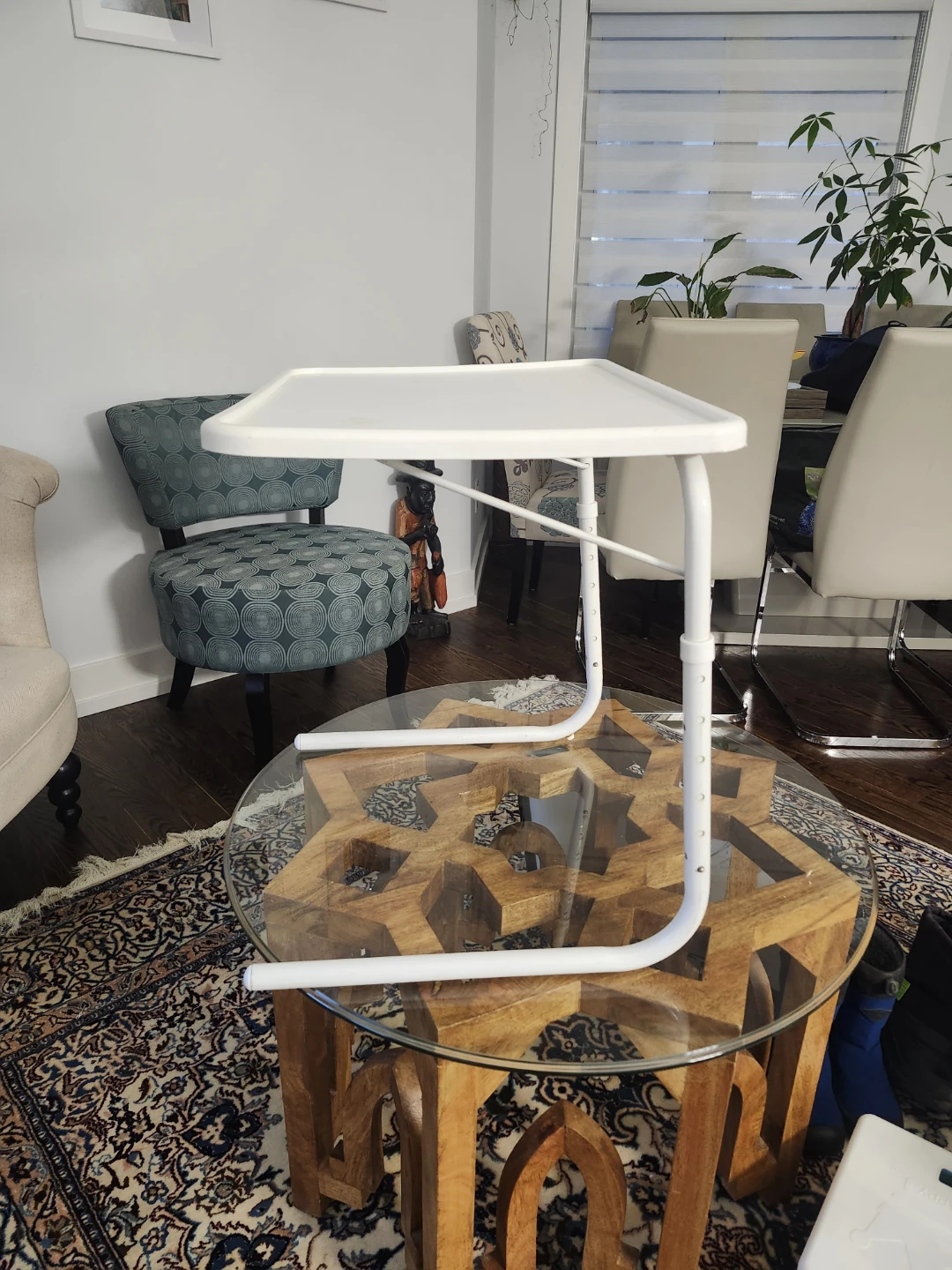 2 Adjustable White TV Tray Table - photo 2
