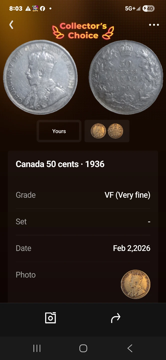 Canada 50 Cents Coin - 1936