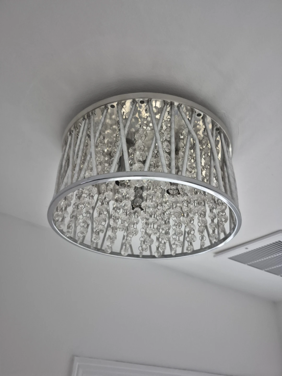 Silver Flush Mount Ceiling Light with Crystal Accents - photo 2