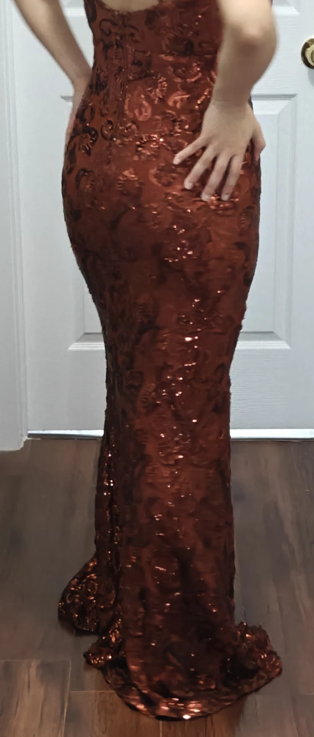 Sequin Evening Gown - Burnt Orange - photo 3