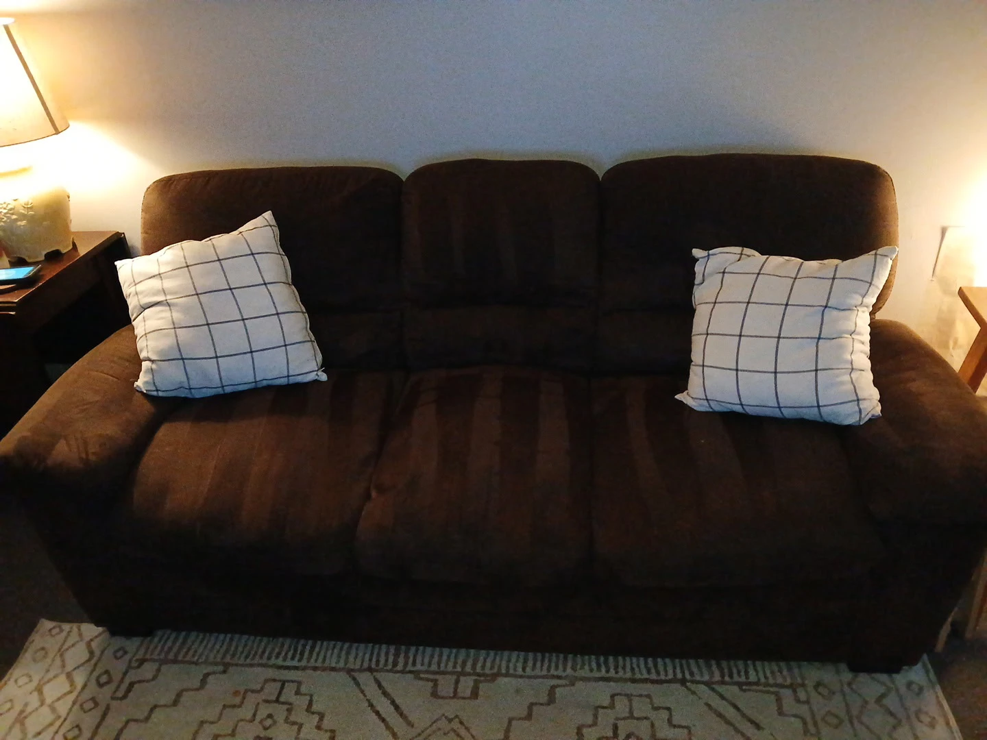 Brown Suede 3-Seater Sofa