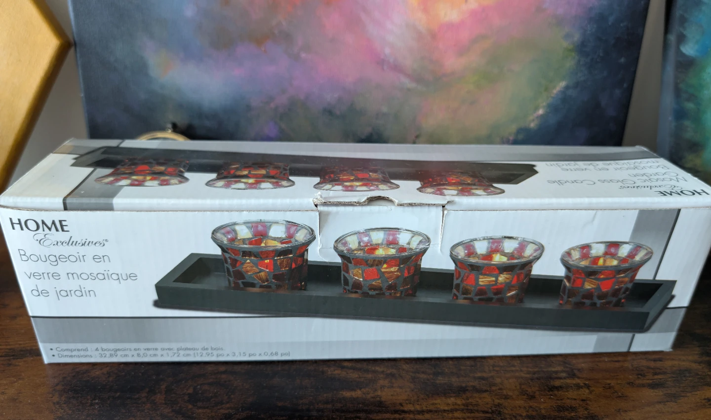 Brand New Mosaic Glass Candle Holder Set