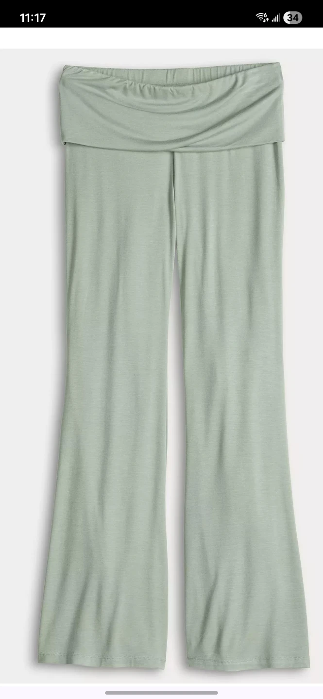 Rose + Vine Ribbed Foldover Waist Flare Pants Size XS/S