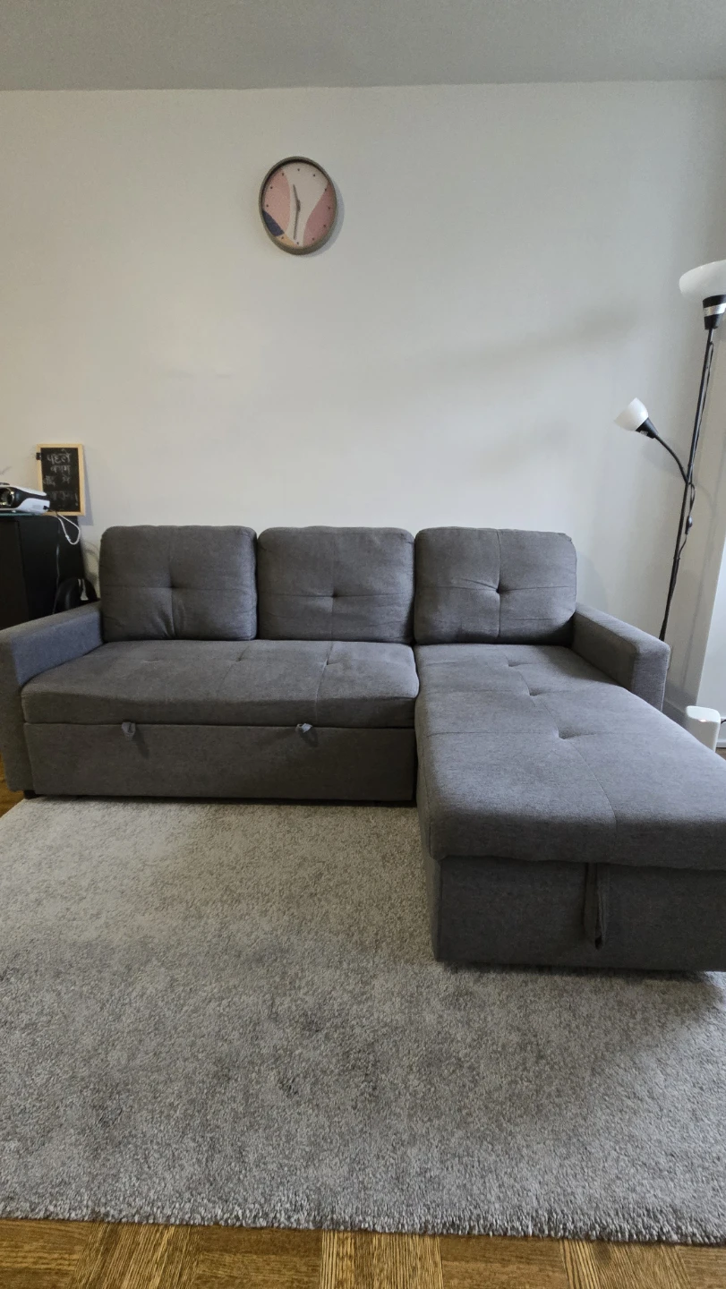 Gray L-Shape Sectional Sofa Bed + Hidden Storage - photo 4