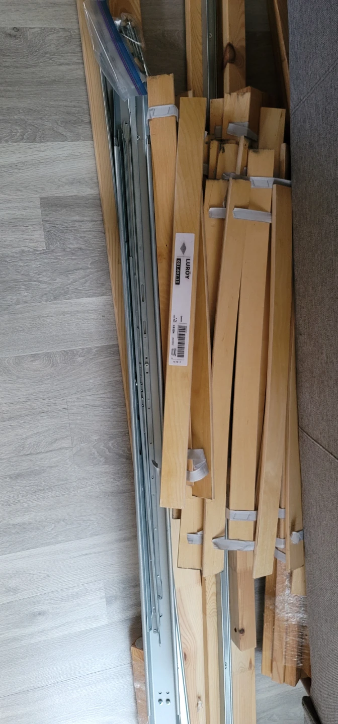 IKEA Queen Tarva bed frame w/ Luröy and Skorva