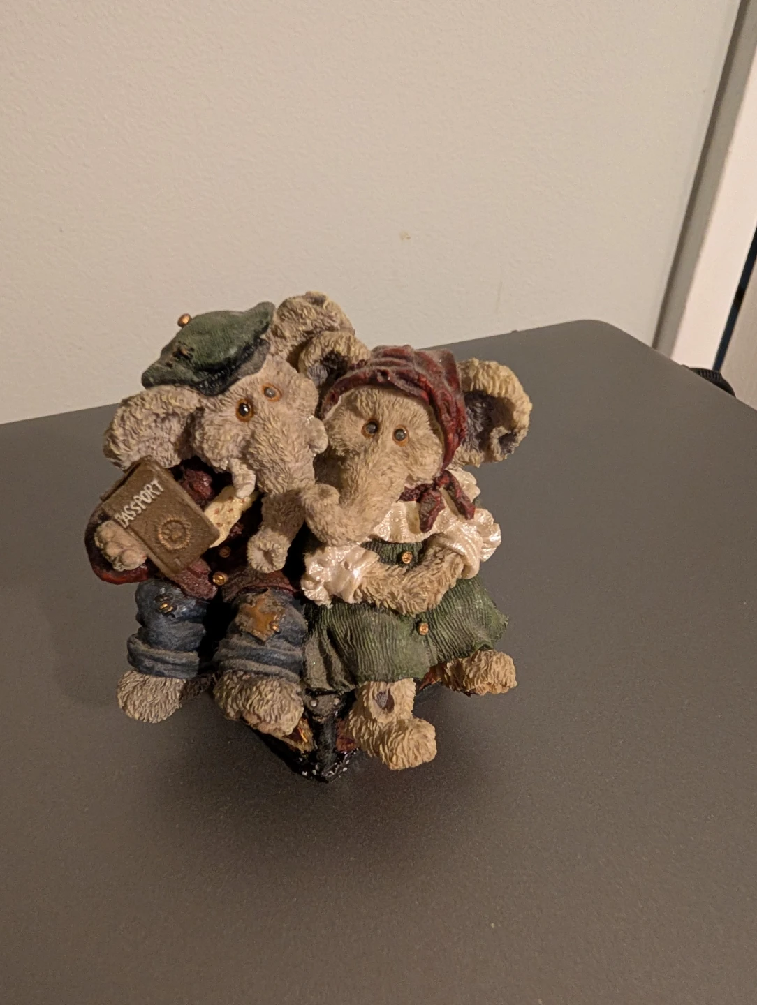 Cute Elephant Couple Figurine with Passport
