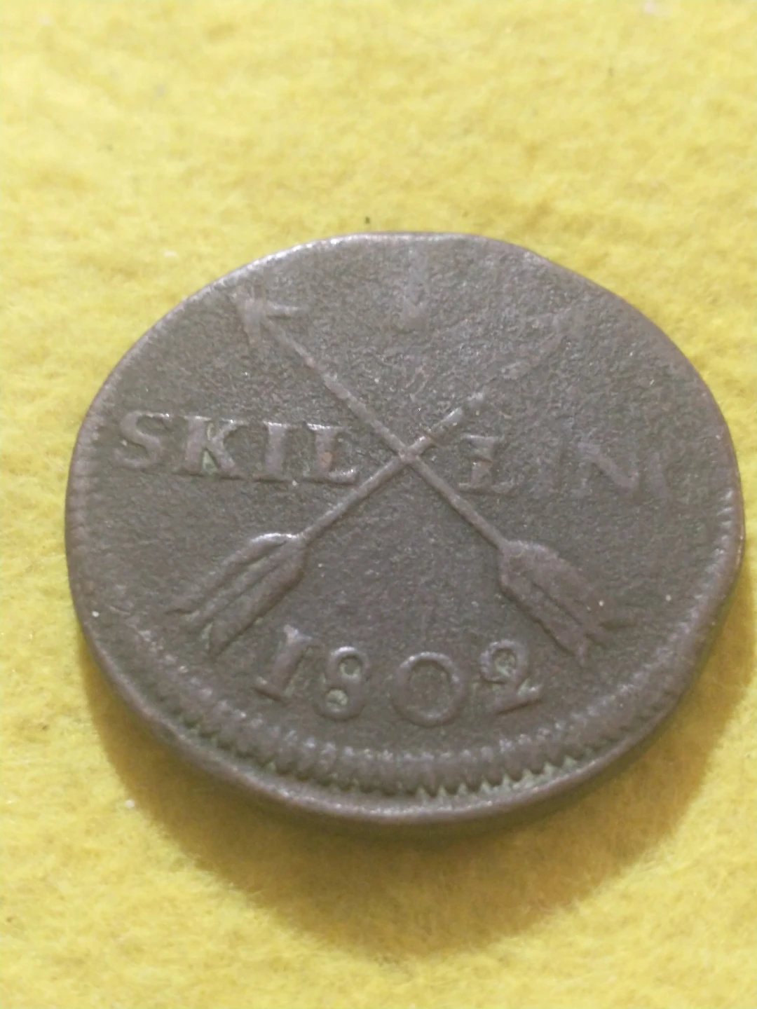 HUGE 1802 Sweden Gustav V Skilling Coin KM #566 - photo 2