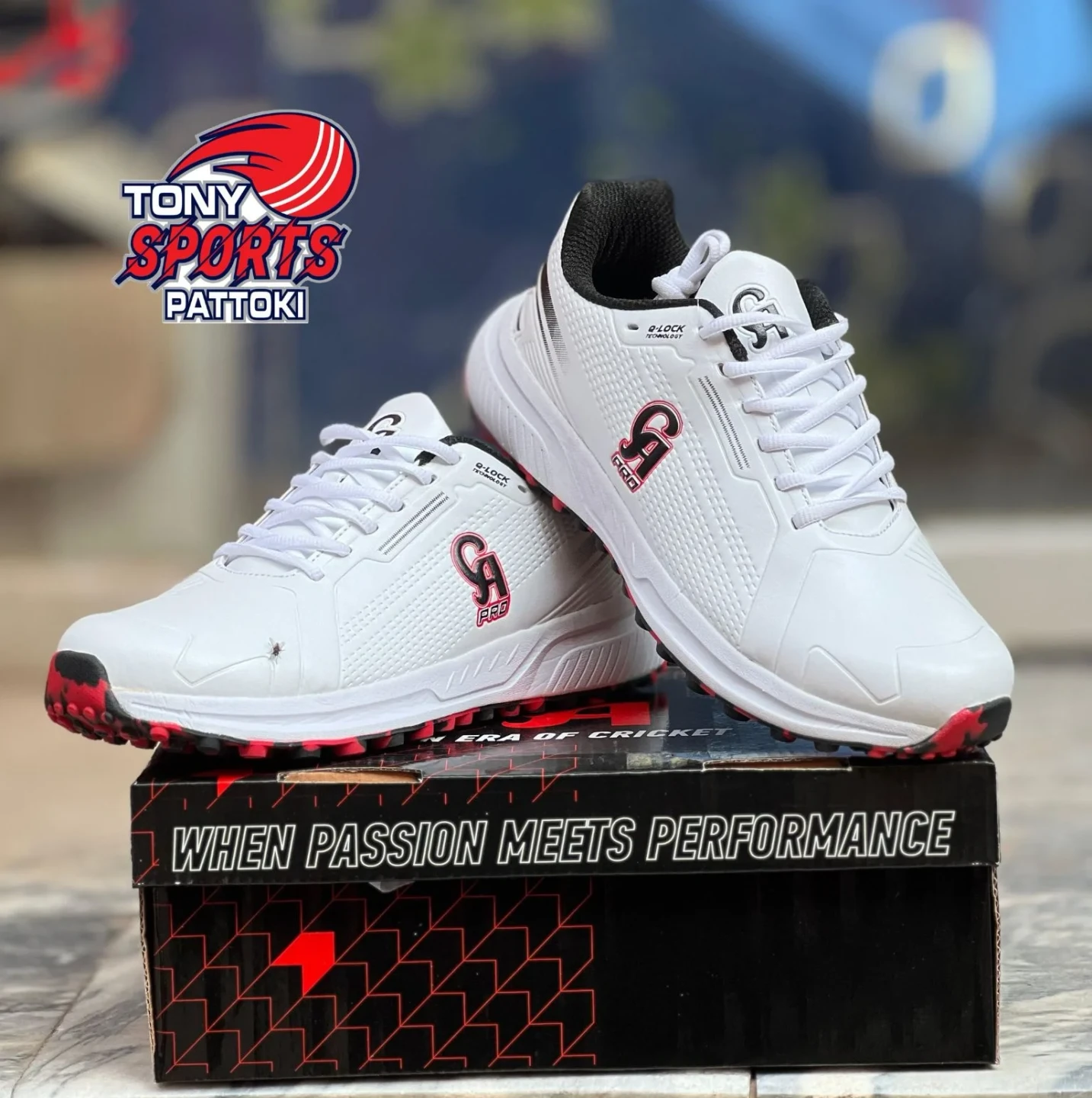 CA Sports Pro Cricket Shoes White/Red Size 8 - photo 3